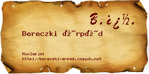 Bereczki Árpád névjegykártya